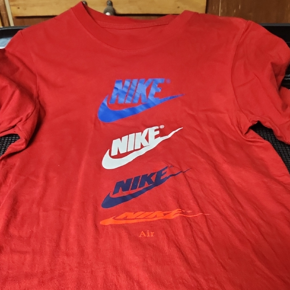 Nike Red Tee with Multicolor Logos